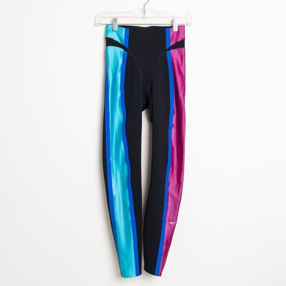 Nike BTQ Layered Tights Black 7/8 High Waisted Dri-Fit Retro 80s Aerobics - Picture 6 of 16